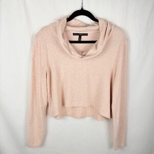 White House Black Market Pink Cropped Cowl Neck Sweater Medium Soft Balletcore